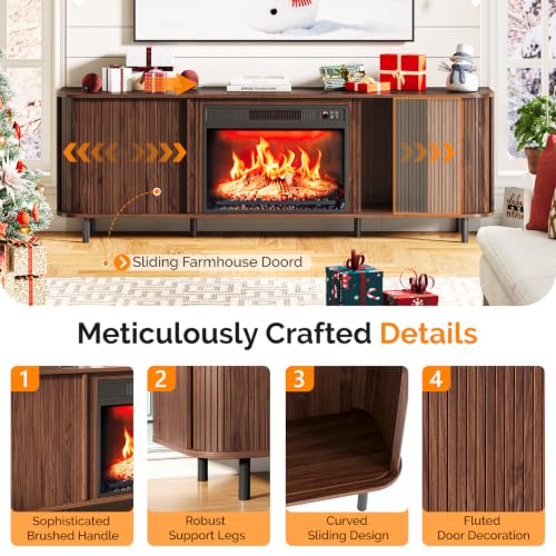 70" Fluted Fireplace TV Stand for 80" TVs, view 5