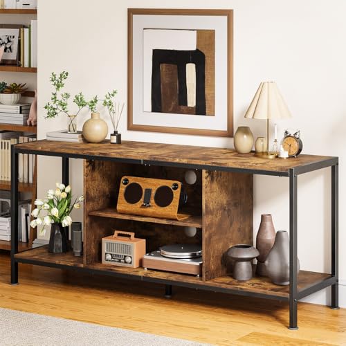 TV Stand for TVs up to 65 Inch,Entertainment Center with Open Storage Shelves, TV Media Console Table for Living Room and Bedroom, Rustic Brown