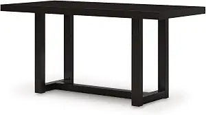 Signature Design by Ashley Neymorton Modern Counter Height Dining Table with Trestle Base, Thick Top Profile, Mango Veneer, Dark Brown Finish, Seats 4