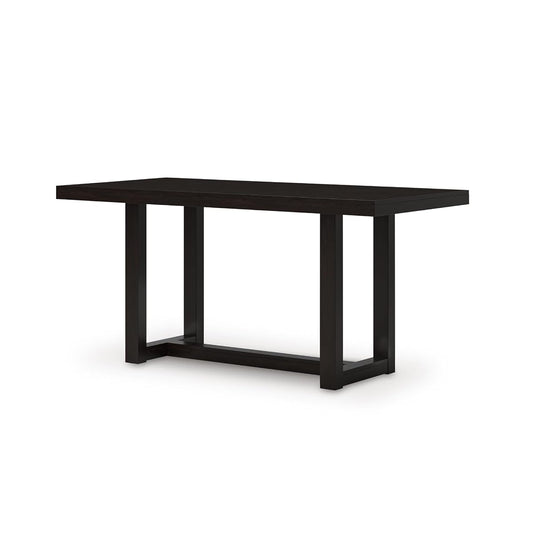 Signature Design by Ashley Neymorton Modern Counter Height Dining Table with Trestle Base, Thick Top Profile, Mango Veneer, Dark Brown Finish, Seats 4