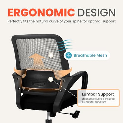 Home Office Desk Chair Ergonomic Mesh with Lumbar Support, Black, view 5