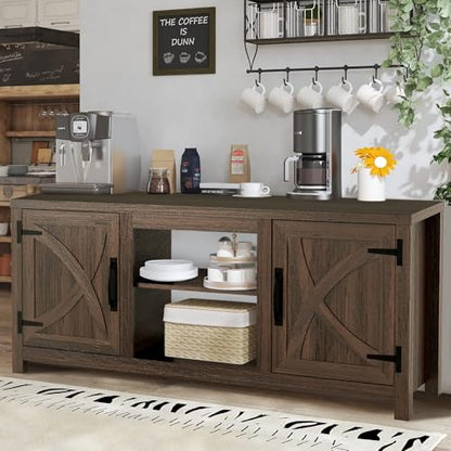 TV Stand for 65 Inch TVs, Farmhouse Entertainment Center with Storage, view 8