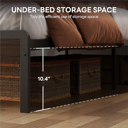 California King Bed Frames with 2-Tier Storage Shelf Headboard, view 5