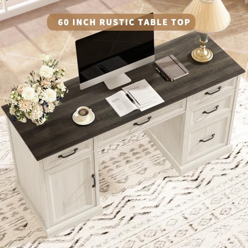 58'' Farmhouse Executive Desk with Drawers, view 6