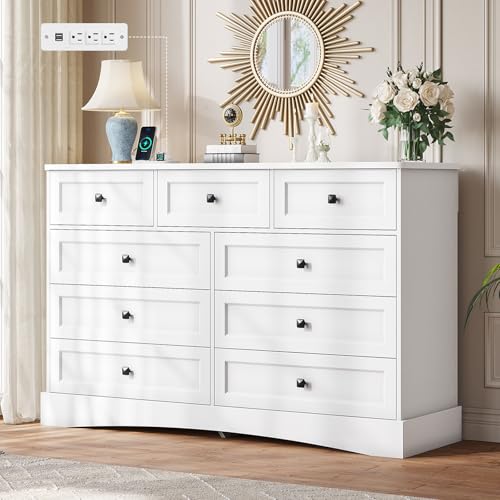 White Dresser for Bedroom with 9 Drawers, view 2