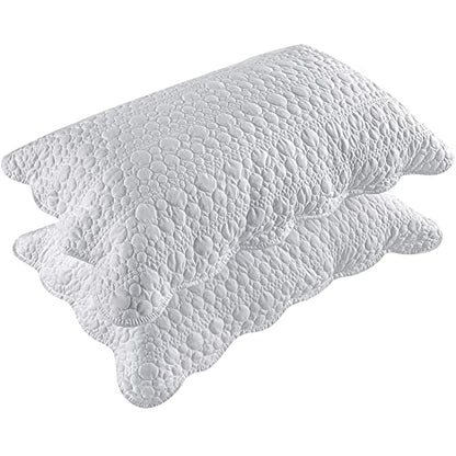 Standard Size Pillow Shams Set of 2, Ultra Soft Breathable 20 x 26 Inches Quilted Pillow Cases Envelope Closure for Sleeping, Decorative Microfiber Bed Pillowcases Easy Care, White