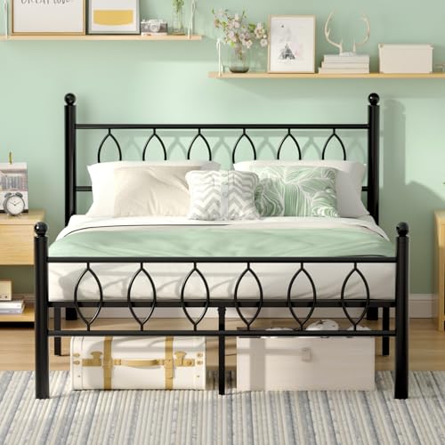 Full Size Bed Frame with Headboard, 14 Inch Classic Metal Platform Bed Frame, view 2