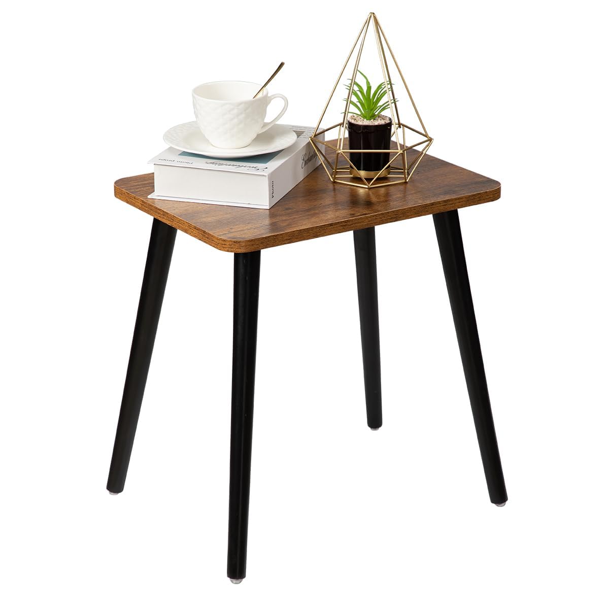 Short Side Table, Small Wood End Table Living Room, Mini Bed Side Table Modern Accent Nightstand with Solid Wood for Bedroom Office Small Spaces, Rustic Brown
