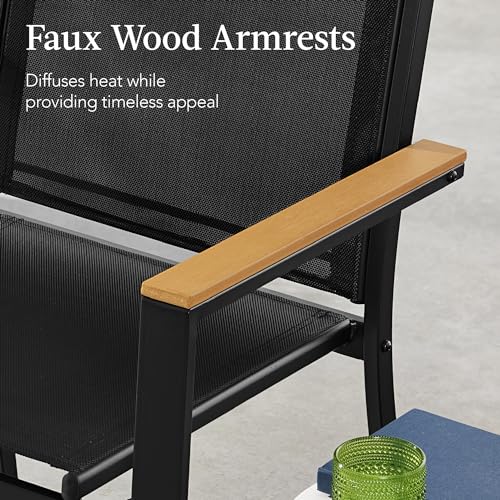 Best Choice Products 4-Piece Outdoor Textilene Patio Conversation Set, Backyard Furniture w/Loveseat, Coffee Table, Steel Frame - Black/Black