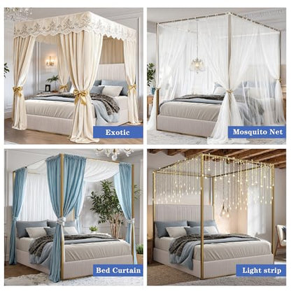 Queen Size Metal Canopy Bed Frame, view 5