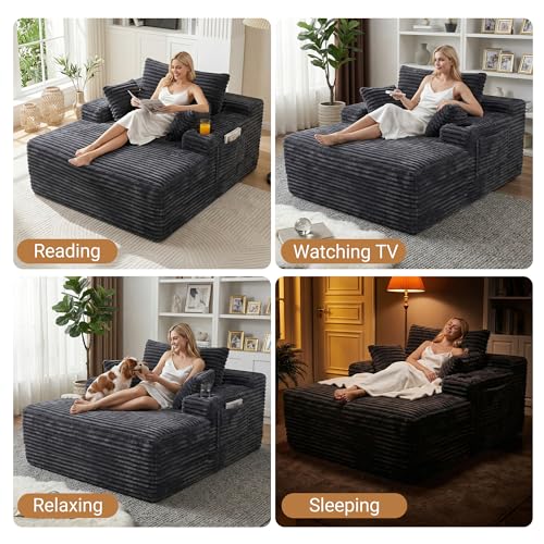 Oversized Boneless Chair, Chaise Lounge Chair Indoor, Dark Gray, view 7