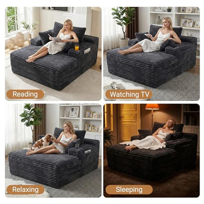 Oversized Boneless Chair, Chaise Lounge Chair Indoor, Dark Gray, view 7