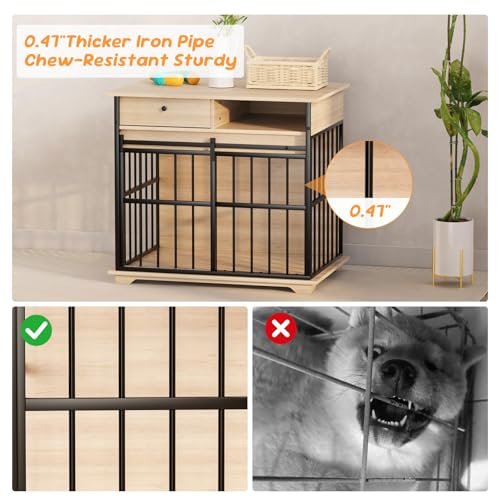 35.5" Dog Crate Furniture, Dog Kennel Indoor with Wheels for Medium Small Dogs, view 7