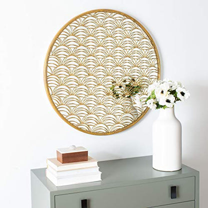 SAFAVIEH Home Collection Chanti 30-inch Gold Round Decorative Mirror