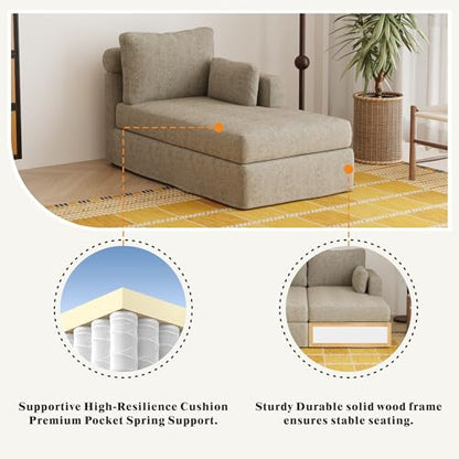 Modern 32''W Chaise Lounge with Right Armrest (Hold Left Arm), Indoor Recliner, view 4