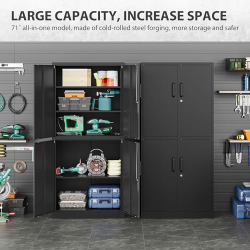 Metal Storage Cabinet with 3 Adjustable Shelves and 4 Doors, view 6
