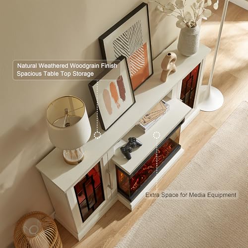 59 Inch LED TV Stand with 3-Side Glass Fireplace, view 4