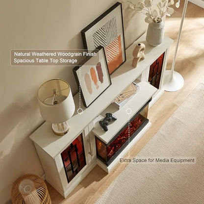 59 Inch LED TV Stand with 3-Side Glass Fireplace, view 4