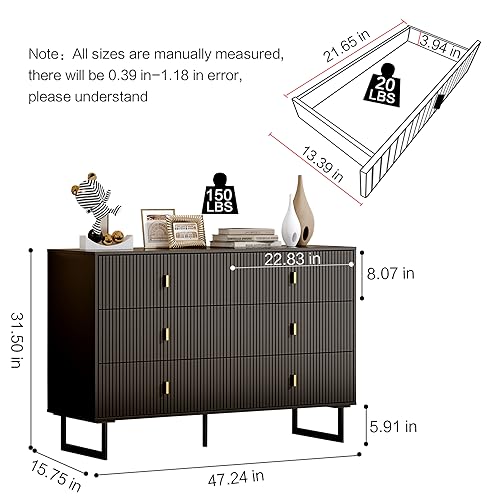 Modern Chest of Drawers with 6 Drawers, Deep Drawers, Clothes Organizer, view 3