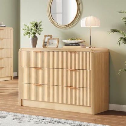 Fluted 6 Drawers Dresser, 47.2'' Wide Chest of Drawers for Bedroom, view 4
