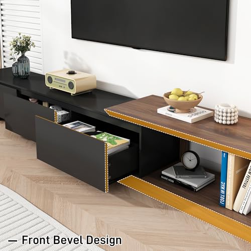 Extendable TV Stand with 3 Drawers, Modern Minimalist Entertainment Center, view 6