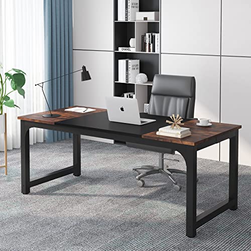 70.8”Executive Desk, Large Office Computer Desk with Thicken Frame, view 2