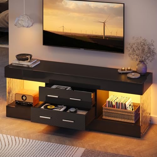60 Inch Black TV Stand for 65 Inch TV, LED Entertainment Center, view 7