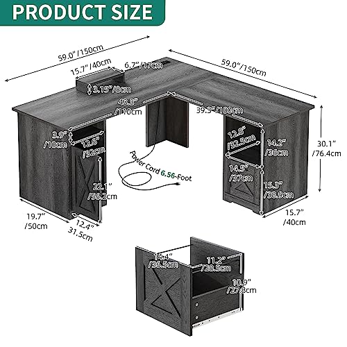 L Shaped Desk with Power Outlets, view 4