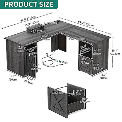 L Shaped Desk with Power Outlets, view 4