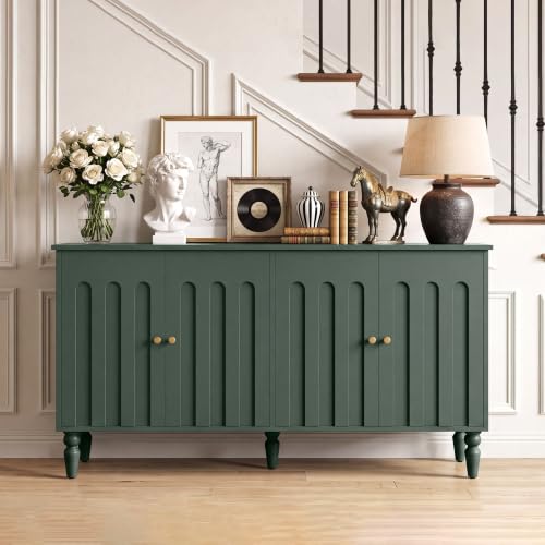 47” Arched Fluted Sideboard Buffet Cabinet with Storage, Green, view 7