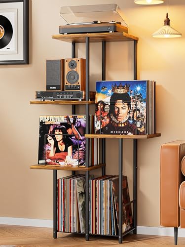 Record Player Stand, Vinyl Record Storage Holder with Display Shelf, view 2