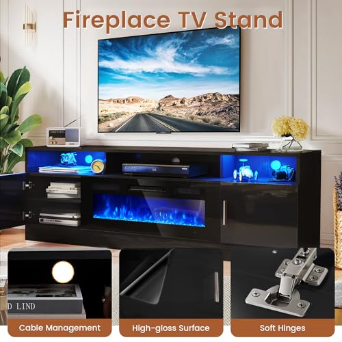 MXV 70" Fireplace TV Stand for TVs up to 80", view 4