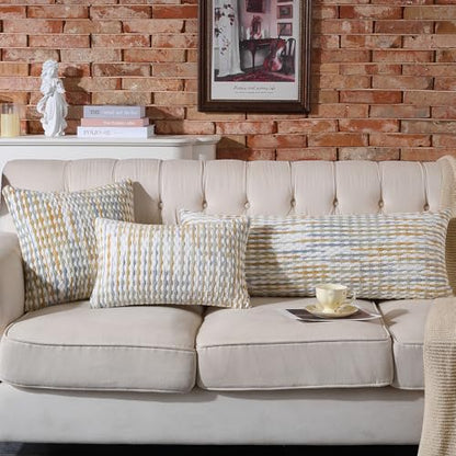 Boho Chenille Pillow Cover Decorative Tufted Pillowcase for Couch Bed Sofa Bedroom Living Room Modern 18 x 18-Inch Grey