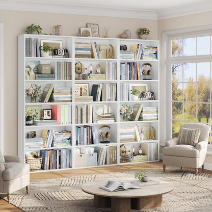 6-Tier Open Bookcase and Bookshelf, Freestanding Display Storage Shelves Tall Bookcase for Bedroom, Living Room and Office, White