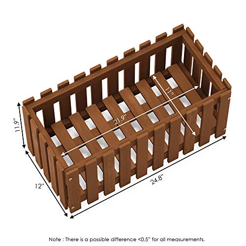 FG18453 Tioman Hardwood Patio Furniture Outdoor Slat Style Flower Planter Box, Natural