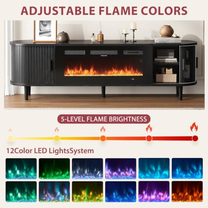 MXV 80″ Fluted Fireplace TV Stand, view 6
