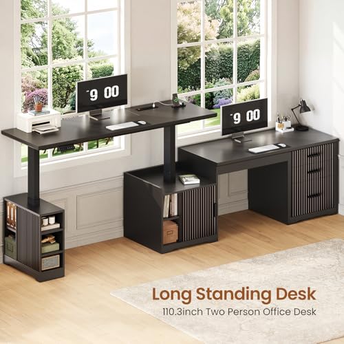 Fluted L Shaped Electric Standing Desk, view 5