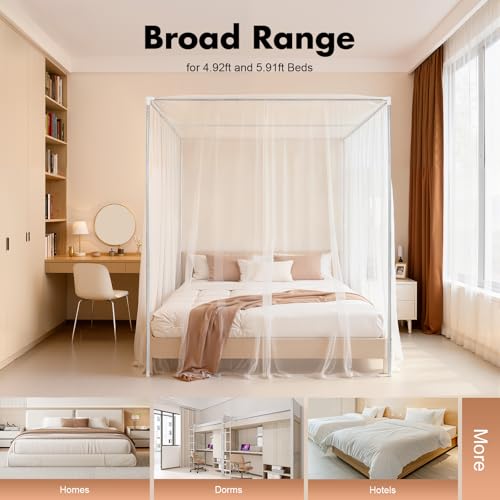 Canopy Bed Frame Full/Queen Size, Stainless Steel Four Corner Bed Brackets, view 4