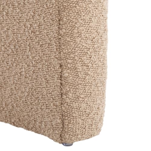 SAFAVIEH Home Collection Kibo Tan Boucle Waterfall Curved Ottoman (Fully Assembled)