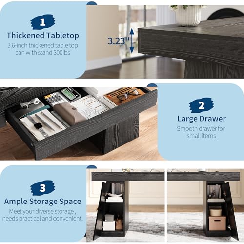 Executive Desk with Drawers, 55'' Home Office Desk, view 6