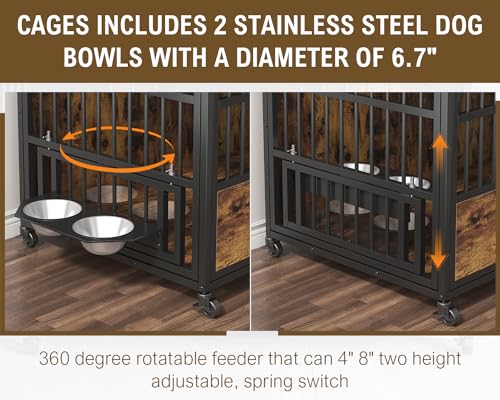44 Inch Heavy Duty Dog Crate Furniture with 3 Doors, view 5