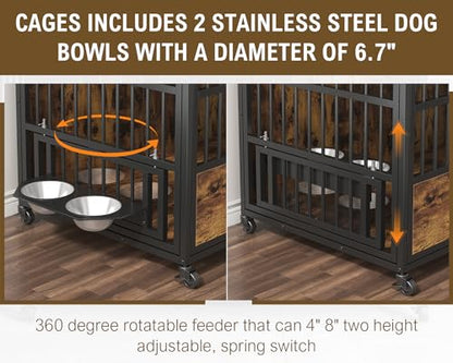 44 Inch Heavy Duty Dog Crate Furniture with 3 Doors, view 5