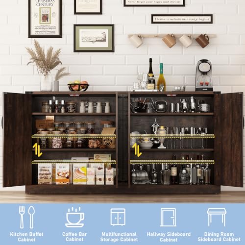 65 Inch Sideboard Buffet Cabinet with Storage, view 4