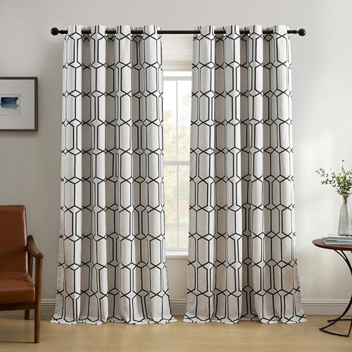 Kaiden Geometric Room Darkening Window Curtain, Black - 52" W x 84" L