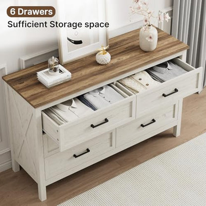 Farmhouse 6 Drawers Dresser for Bedroom, view 7