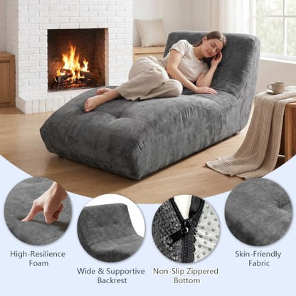 Chaise Lounge Chair Indoor, Oversized Boneless Sofa Bed with Pillow, view 6