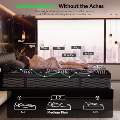 10 Inch King Hybrid Mattress with Gel Memory Foam & Pocket Springs, view 7