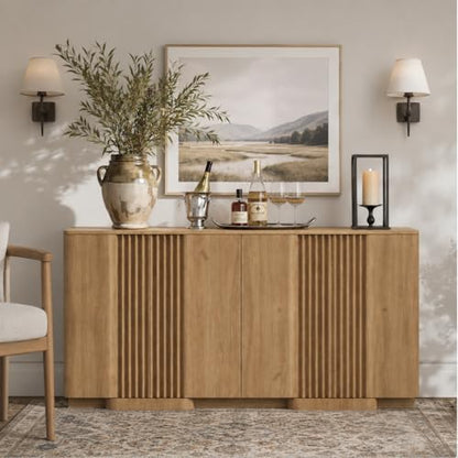 Fluted Buffet Cabinet with Storage, 55" Accent Sideboard Credenza, view 7