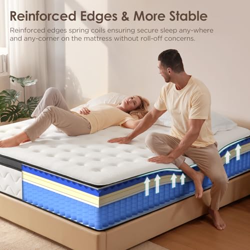 King Mattress 12 Inch, Medium Firm Hybrid Mattress King with Memory Foam & Zoned Pocket Springs for Pressure Relief, Motion Isolation | Fiberglass-Free, CertiPUR-US Certified | 80" x 76"