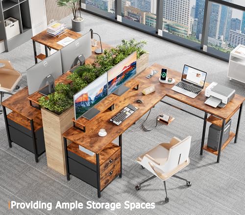 66” L Shaped Desk with Power Outlet, view 8